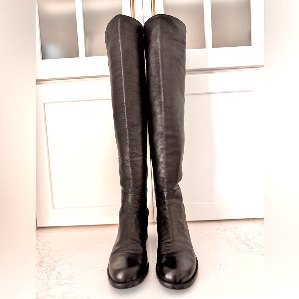 ⚫️ Stuart Weitzman 50/50 leather over-the-knee black boots size 7